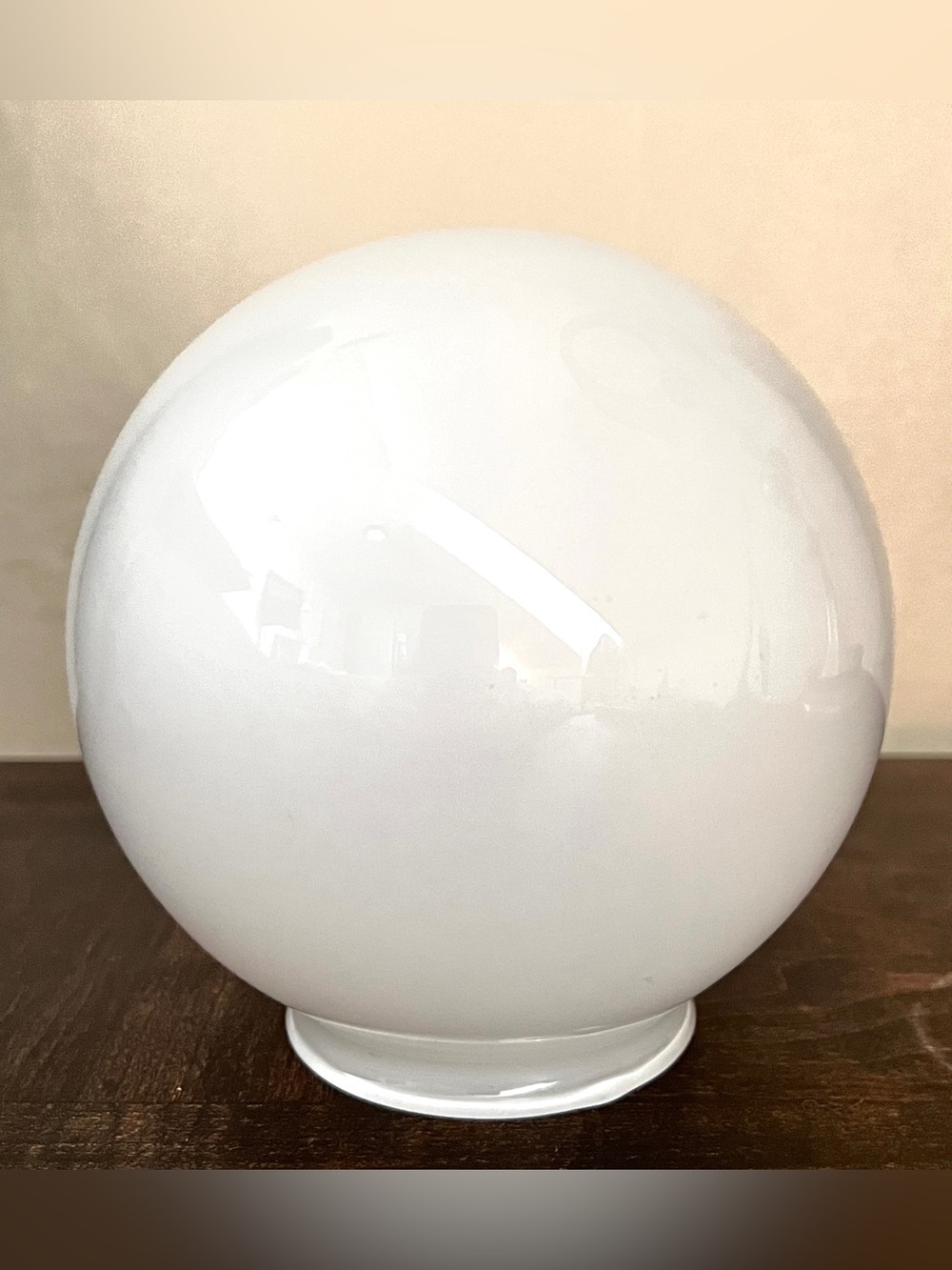 Vintage MCM White Milk Glass Globe Lamp Shade 6 inch Round 3 inch Fitter